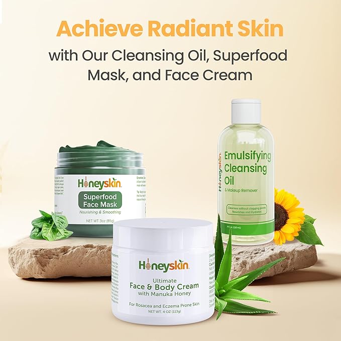 Honey Cleansing Balm Makeup Remover - Face and Eye Makeup Remover for Sensitive Skin Face Wash - Hydrating Facial Cleanser and Gentle to Face Makeup Melting Balm (4oz)
