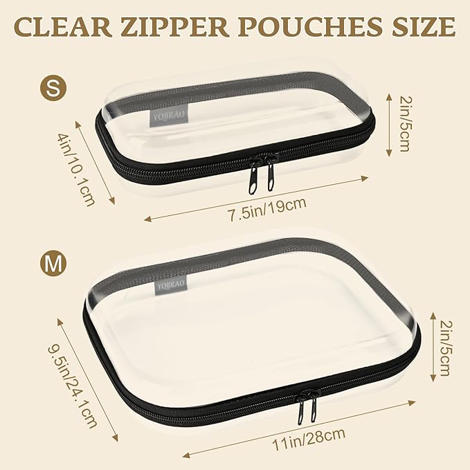 Clear Hard Shell Zipper Case 3 Pack, Hard Plastic Bag, Clear Travel Toiletry Pouch,Portable Cosmetic Bag with Zipper,Toy Storage Bins, Pencil Storage Organizer, Office Supplies Storage Case