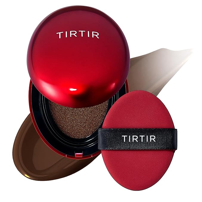 TIRTIR Mask Fit Red Cushion Foundation | Full coverage, Weightless, Skin fit, Satin Glow Finish, Korean Makeup BB Foundation, beauty, Tattoo cover up, Buildable (#51N Fudge, 0.63 Fl Oz)