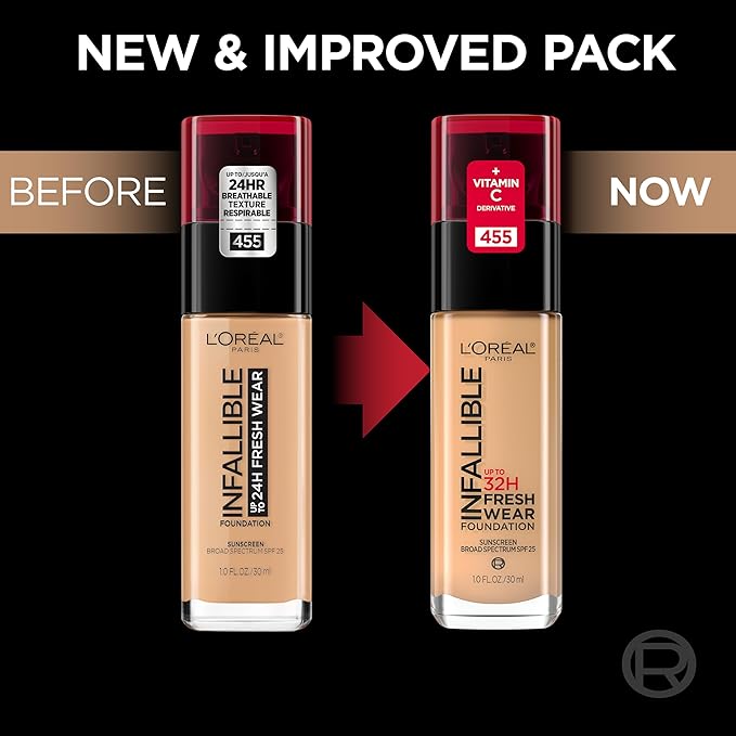 L'Oreal Paris Makeup Infallible Up to 32 Hour Fresh Wear Lightweight Foundation, 520 Sienna, 1 Fl Oz, Packaging May Vary