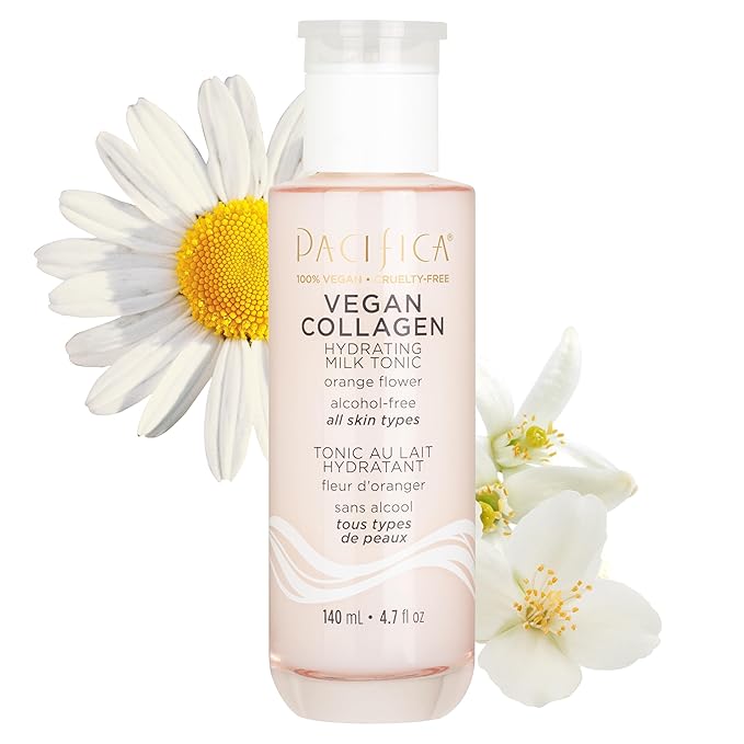 Pacifica Vegan Collagen Hydrating Milk Tonic – Alcohol-Free Milky Toner & Essence Moisturizing Vegan Collagen Face Tonic w/Hyaluronic Acid, Chamomile Jasmine All Skin Types Vegan Dermatologist Tested