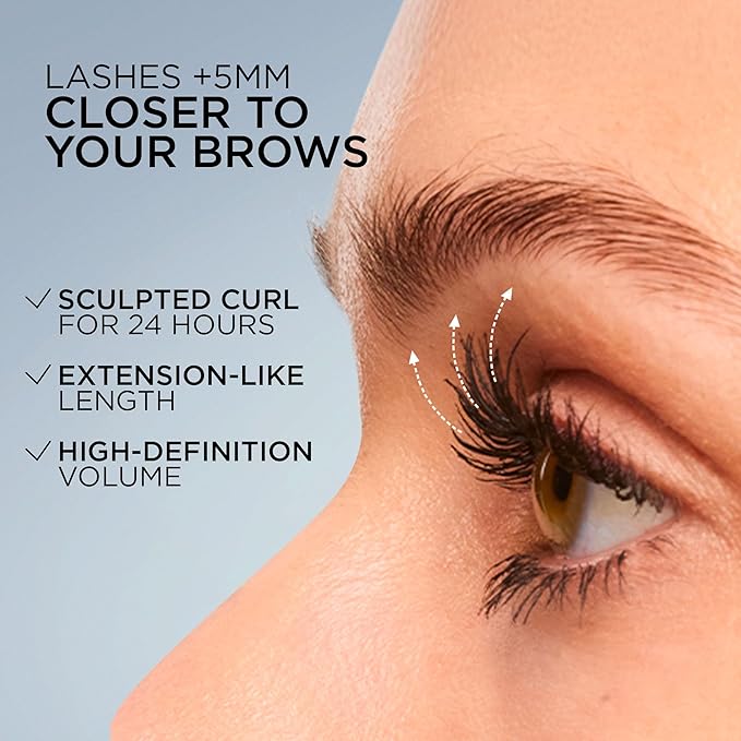 L'Oreal Paris Extensionist Mascara, Lengthening, Volumizing, and Curling Formula For a Lash Extension Eye Makeup Look, Washable True Brown