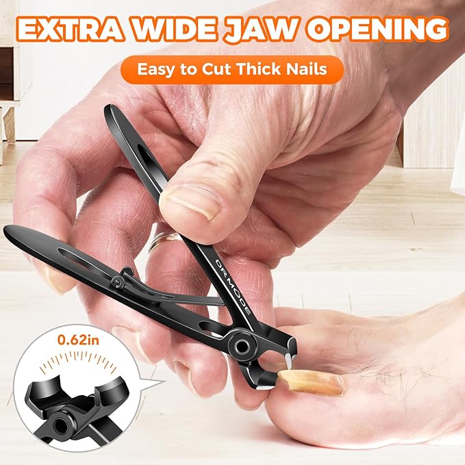 Toenail Clippers for Thick Toenails for Seniors, DRMODE Upgrade Slanted Curved Nail Clippers for Men Thick Ingrown Nails with Wide Opening, Heavy Duty Fingernail Toenail Clipper Cutter Trimmer