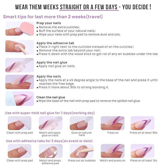 BTArtbox Press On Nails Short - Cat Eye French Tip Press On Nails Coffin, Light Weight & Fit Perfectly Nail Tips, Natural Fake Nail with Glue, Glue On Nails in 16 Sizes - 30 Nail Kit, Milky Way