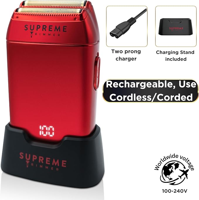 Supreme Trimmer Crunch STF602 – Waterproof Double Foil Shaver for Men | 150 Min Runtime, Wet/Dry Cordless & Corded Electric Razor | Hypoallergenic Foils for Face, Head & Stubble