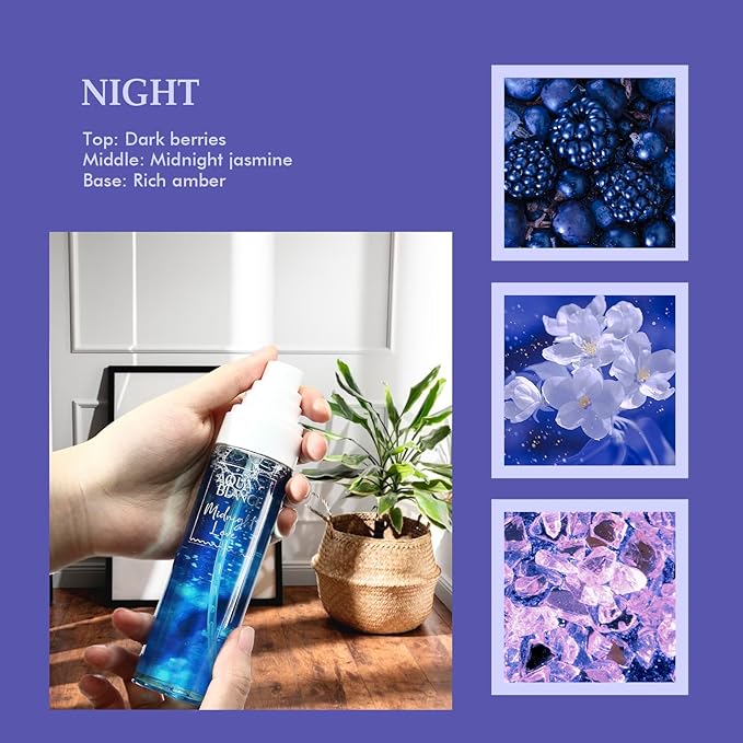 Body Spray for Women, Fragrance Mist Gift Set, Pack of 3, Each 3.4 Fl Oz, Total 10.2 Fl Oz, Cherry Blossoms, Stars, Night