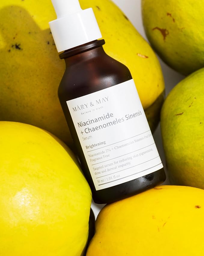 Mary&May Niacinamide + Chaenomeles Sinensis Face Serum - Korean Vitamin B3 Face Serum for Clear, Bright Skin, Sebum Control and Acne Soothing- Quick Absorption, Non-Sticky, Fragrance Free, 1.01 fl.oz.