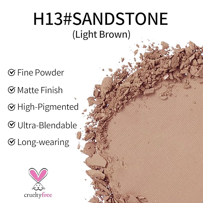 Erinde Single Matte Eyeshadow Palette, Velvet Eye Shadow Compact Powder Natural Makeup, Long-Lasting Eye Makeup, Ultra-Blendable, Pigmented Color, Vegan Formula, H13 Sandstone