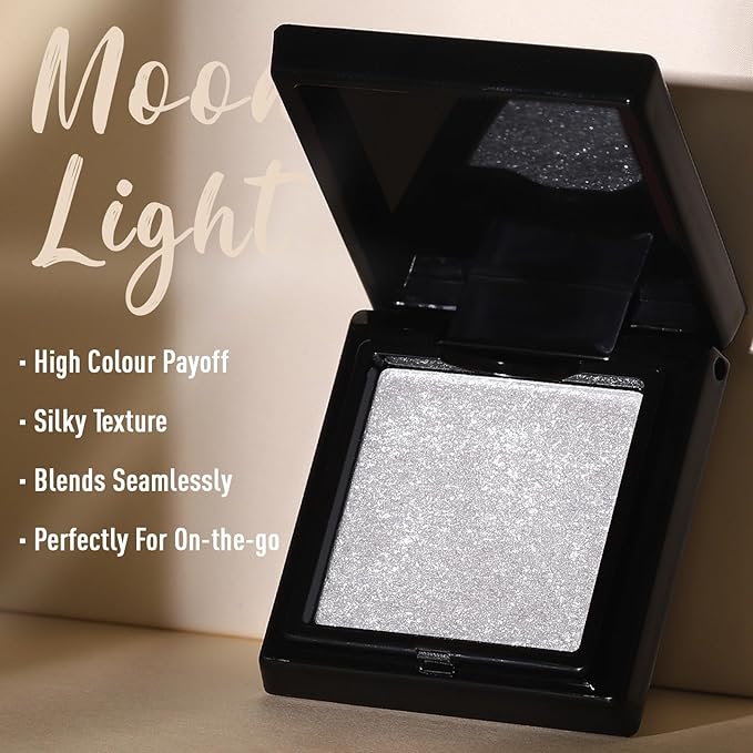 UCANBE Moonlight Single Eyeshadow Palette, Highly Pigmented Glitter Eye Shadow Powder, Professional Long-Lasting Waterproof Makeup Palette