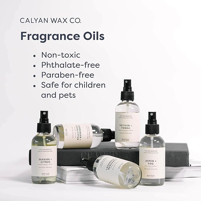 Calyan Wax Co. Non Toxic Room Spray, Lavender + Bergamot Air Freshener, Non Aerosol Natural Room Mist, Aromatherapy Spray with Essential Oils, 4fl oz