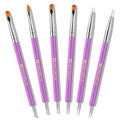 UNA GELLA Nail Art Pens 6PCS Purple Color Double-ended Acrylic Nail Brush Set Nail Dotting Tools Nail Art Design Brushes for Gel Polish, Liner, Drawing, Dotting and Detailing French Tip Tool