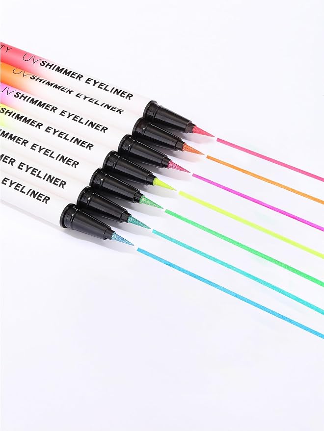 Metallic Neon Liquid Eyeliner, Glitter Neon Colored Eyeliners Pen, High Pigmented, Waterproof Smudge-Proof and Long-Lasting Metallic Eye Makeup for Halloween Christmas, Shimmer Green