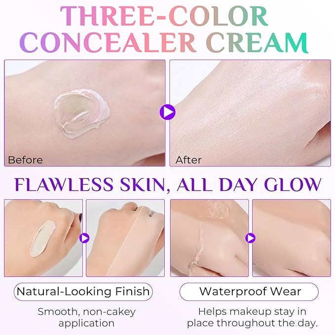 Primer for Face Before Makeup, 3 In 1 One Step Color Corrector Primer, SPF 50 PA+ Sunscreen Isolation Cream, Hydrating, Oil Control Facial Serum Even Skin Tone, Water-Resistant & Sweat-Proof