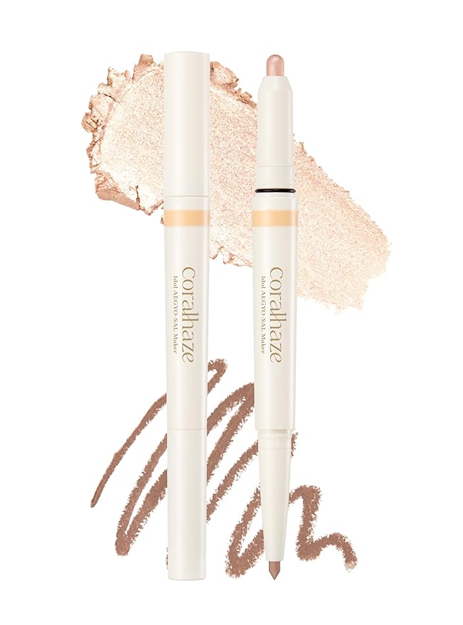 Idol AEGYO-SAL Maker 01 Champagne Beige, 2-in-1 Under-Eye Highlighter and Contour Liner for Bright, Voluminous Eyes, Long-Lasting, Smudge-Proof Shimmer Stick with Natural Glow, Korean Beauty
