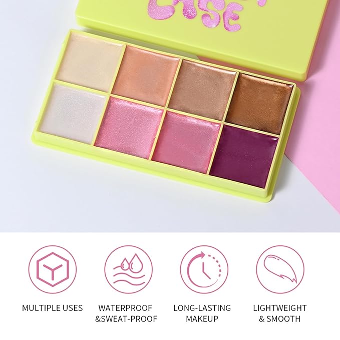 CHIFURE Eyeshadow Stick, Shimmer and Matte Cream Eye Shadow Brightener Sticks Eyeliner Pencil Crayon, Waterproof Long Lasting Eye Highlighter Stick Makeup,0.056 Oz (8-color eyeshadow palette)