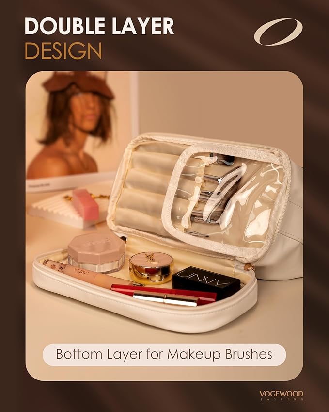 Birthday Gifts for Wife, Personalized Makeup Bag with Handle, Initial Gifts for Her Cosmetic Bag with Makeup Brush Organizer, Cute Cosmetic Pouch for Women, Gifts for Niece Female Mom