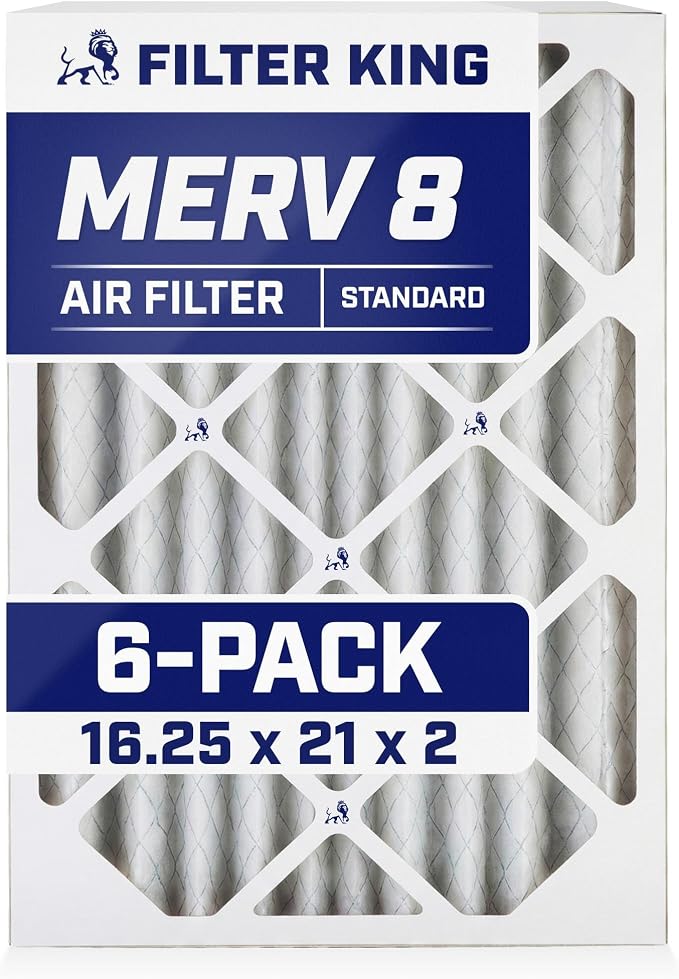 Filter King 16.25x21x2 Air Filter | 6-PACK | MERV 8 HVAC Pleated A/C Furnace by FilterKing