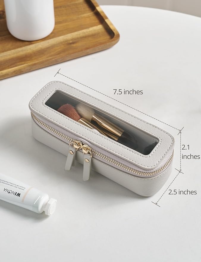 Popvibe Clear Makeup Bag Travel Cosmetic Case Transparent Toiletry Bag with Zipper, Portable Make Up Organizer Traveling Compact Car Bag for Essentials