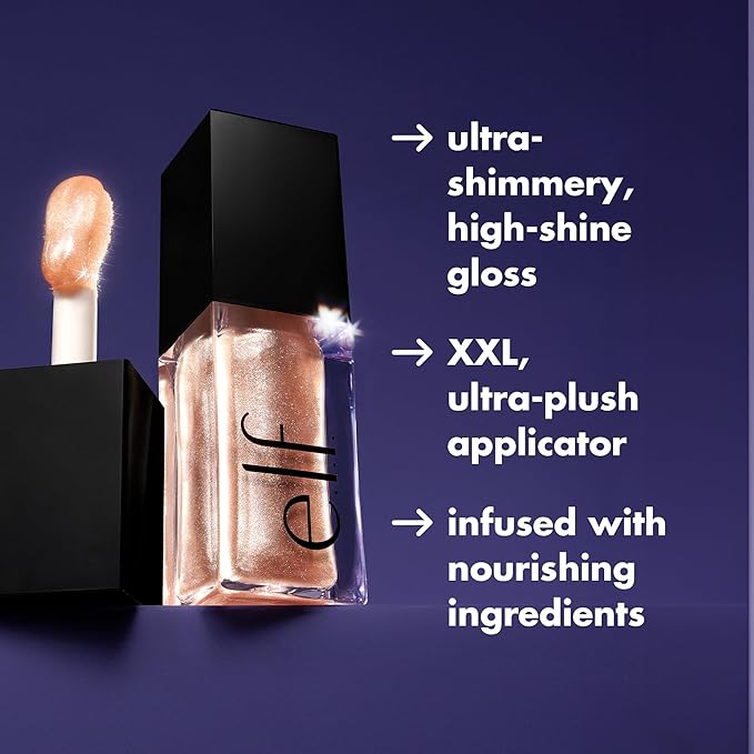 e.l.f. Glow Reviver Lip Oil, Nourishing and Hydrating with High-Shine Glimmer Finish & Sheer Wash Of Color, Minty Scent, Non-Sticky, Vegan & Cruelty-free, Divine Wine