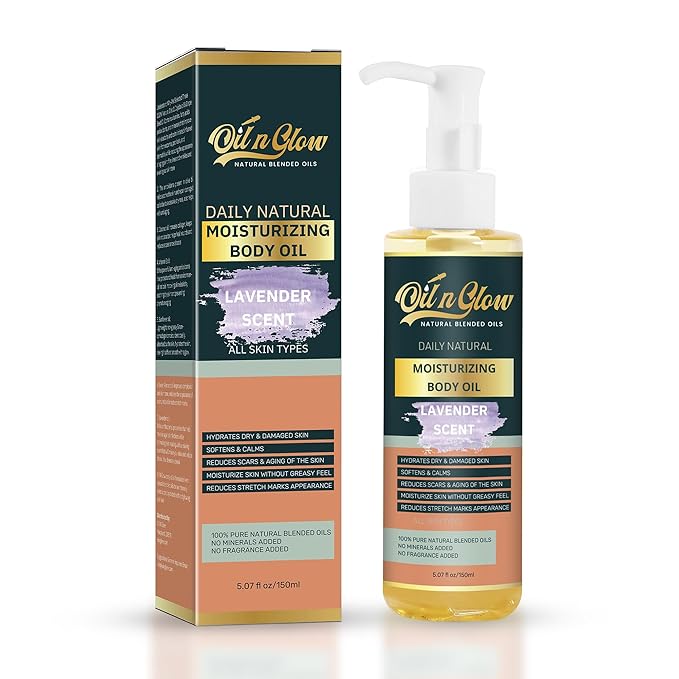 100% Almond Oil USDA Certified Organic Hydrating Body Oil After Shower Non-Greasy Moisturizing Oil For Women & Men Dry Skin 5.07 fl oz/150ml- Lavender Scent
