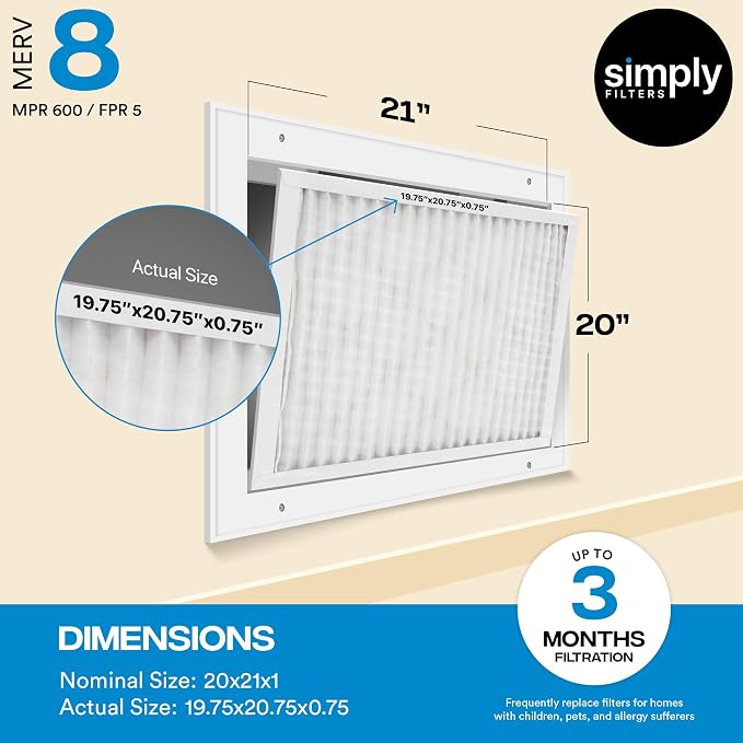 Simply 20x21x1 Air Filter, Merv 8, 4 Pack, - Image 3