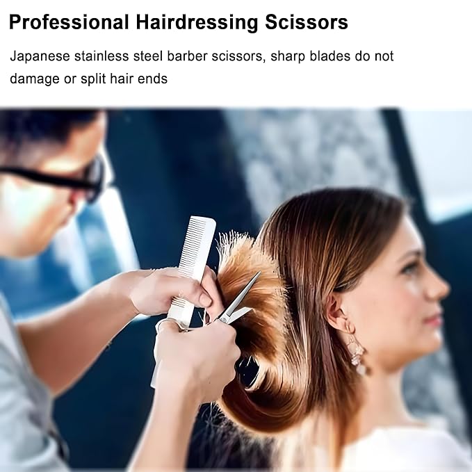 Professional Hair Cutting Shears,6 Inch Barber hair Cutting Scissors Sharp Blades Hairdresser Haircut For Women/Men/kids 420c Stainless Steel (Silver)