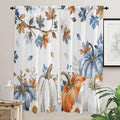 Navy Blue Pumpkin Fall Window Curtains 72 Inch Long 2 Panel Set, Rod Pocket by Unknown