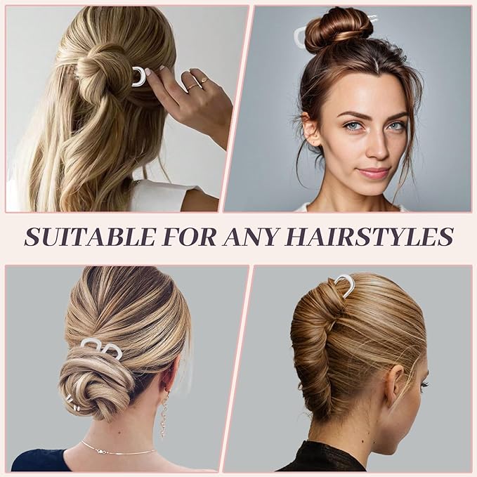 2PCS 4.2Inch French Hair Pins U-Shaped Pins for Women and Girls Fashion Metal Hair Pin French Twist Hair Pins for Buns, Updos,Stylish and Functional(set1-rabbit-silver)