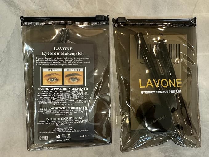 LAVONE Eyebrow Stamp Pencil Kit - Trio for Brows, Waterproof Pencil, Eyeliner, Pomade, Brush - Auburn