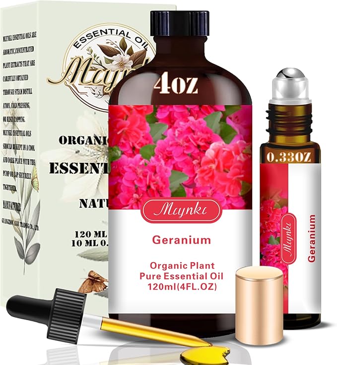 Geranium Essential Oil-Geranium Fragrance Oil 4.33oz (130ml)-100% Pure Natural Scent for Diffusers, Candles, Soap Making & Aromatherapy-Relaxing Home & Gift Essential Oil for Bath, Massage