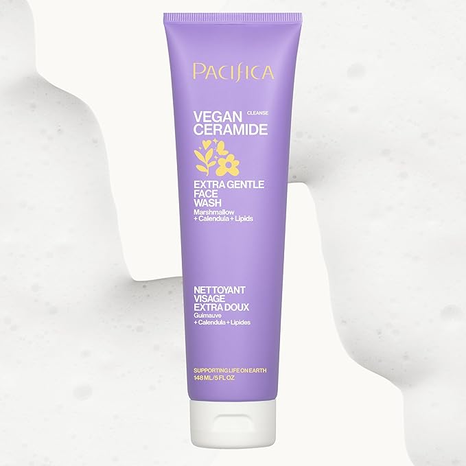 Pacifica Face Wash for Sensitive Skin Facial Cleanser Vegan Ceramide Barrier Repair Extra Gentle for Daily Fragrance Free for Sensitive Skin, Clean Beauty, Vegan & Cruelty-Free Dermatologist Tested
