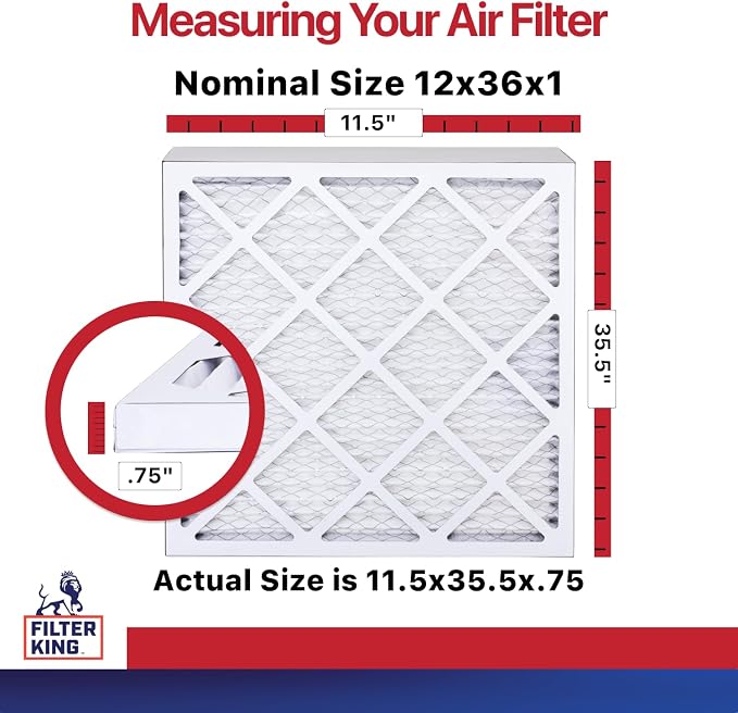 Filter King 12x36x1 Air Filter | 12-PACK | MERV 11 HVAC Pleated A/C Furnace - Image 2