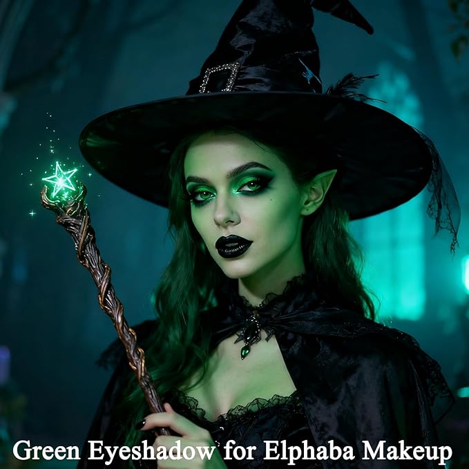 MEICOLY Light Green Eyeshadow with Mirror,Stocking Stuffers for Women,Forest Green Matte Eye Shadow Palette for Christmas Wicked Witch Elphaba Makeup,Pressed Powder Eyeshadow,Eye Makeup Eyelid Color