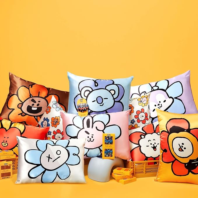 Kitsch x BT21 (RJ) Satin Pillowcase with Zipper for Hair & Skin - Softer Than Silk Pillow Cases, Smooth Cooling Pillow Cover, Wrinkle-Free, Machine Washable, King Size (19x36)