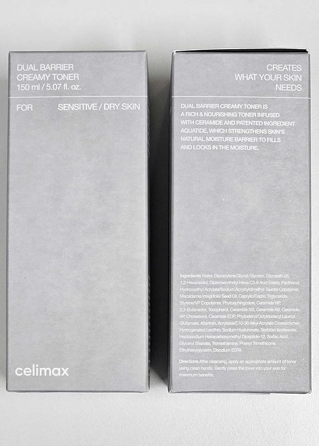 celimax Dual Barrier Creamy Toner | with Ceramides, Peptide, Oil & Alcohol Free, Facial Astringent, Hydrating, Calming, Soothing, Non Irritating,150ml