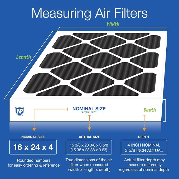 Nordic Pure 16x24x4 Pure Carbon Pleated Odor Reduction Merv 8 Furnace Filter 1 - Image 2