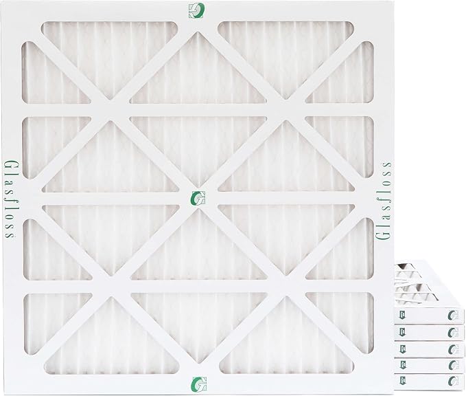 Glasfloss 25x25x2 MERV 10 2" Inch Pleated Air Filters Box of 6. Actual Size: by Glasfloss