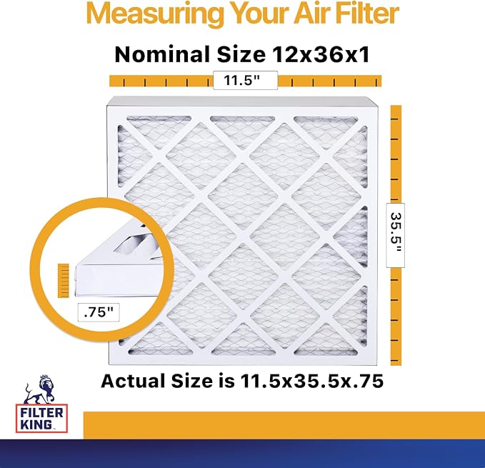 Filter King 12x36x1 Air Filter | 6-PACK | MERV 13 HVAC Pleated A/C Furnace - Image 2