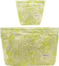 2 Pcs Makeup Bags, Large Cosmetic Bag Travel Toiletry Bag Organizer for Women, Embroidery Craft, Floral Makeup Bag Small Cosmetic Pouch Purse with Zipper Gifts for Girls Teen