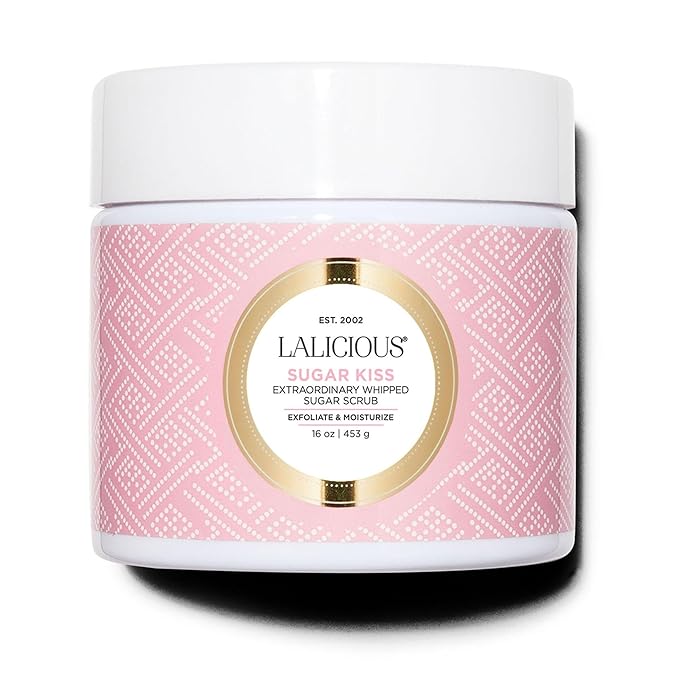 LALICIOUS Extraordinary Sugar Kiss Sugar Scrub, Exfoliating Body Scrub with Coconut Oil & Honey, Moisturizing Body Exfoliator for Glowing Radiant Hydrating Skin, Zero Greasy, No Parabens - 16oz