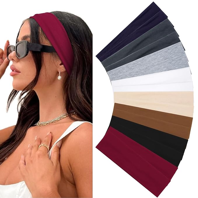 Headbands for Women 16 Pack Elastic Hair Bands for Women' Hair Non Slip Soft Cloth Fabric Headbands Womens Accessories, Neutrals Nude Solid Colors Head Bands