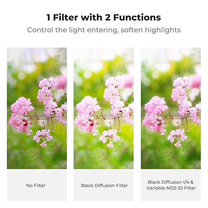 K&F CONCEPT 52mm Black Diffusion Mist 1/4 & Variable ND2-32 in-1 Filter - Image 3