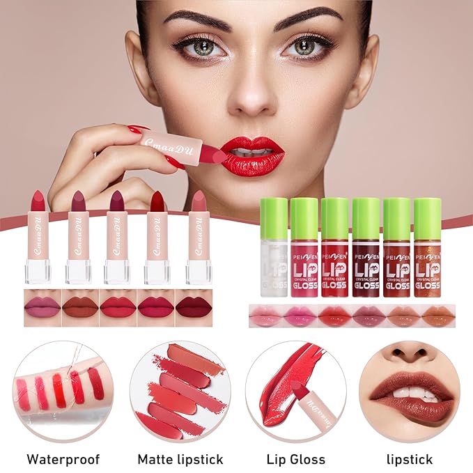 All In One Makeup Kit, Travel Makeup Kit, Makeup Gift Set, Makeup Kit for Women Full Kit, Makeup Bundle Includes Foundation Eyeshadow Palette Lipstick Eyeliner Mascara Contour Stick Cosmetic Brush Set