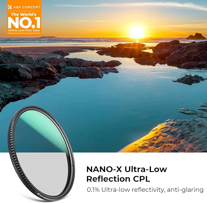 K&F CONCEPT 95mm Ultra-Low Reflectivity Polarizers Filter, 28 Multi-Layer - Image 2