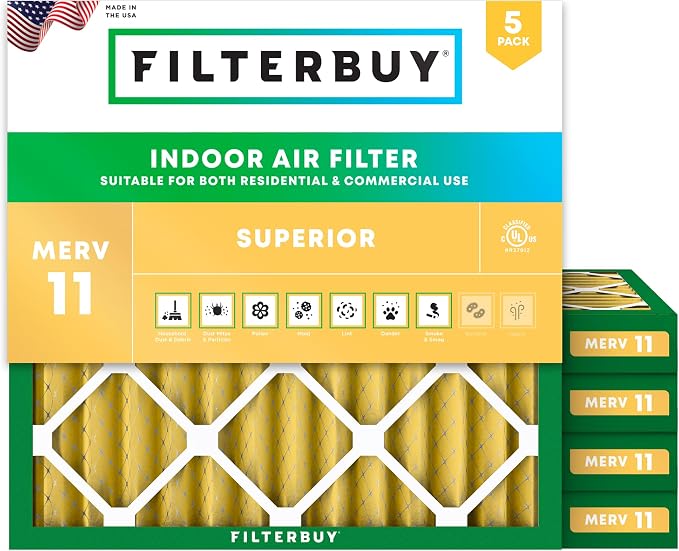 Filterbuy 16x16x2 Air Filter MERV 11 Superior Pet & Allergy Defense, by Filterbuy
