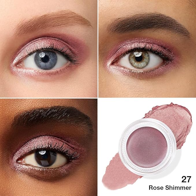 Cream Glitter Rose Shimmer Metallic Eyeshadow Palette Makeup, Natural Single Mini Instant Holographic Eyeshadow For Older Women, Sombras Crema Para Ojos, Talc, Paraben & Cruelty Free, 27