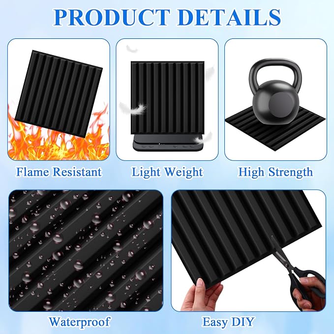 Nuanchu 120 Pcs 3D Slat Wall Panels 12 x 12 Inch PVC Fluted Textured Panel - Image 3
