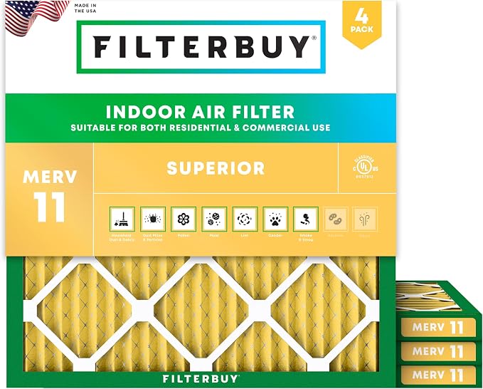 Filterbuy 23.5x23.5x1 Air Filter MERV 11 Superior Pet & Allergy Defense by Filterbuy