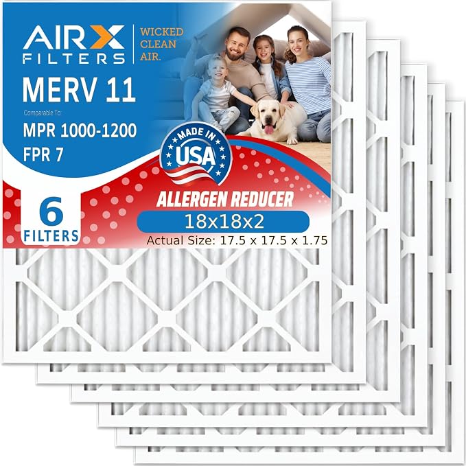 AIRX FILTERS WICKED CLEAN AIR. 18x18x2 Air Filter MERV 11 Electrostatic Pleated by AIRXFILTERSWICKEDCLEANAIR