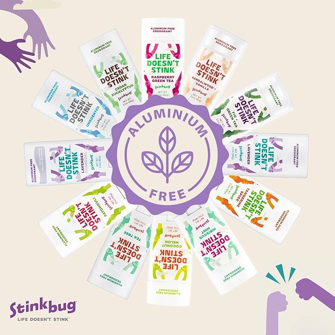 Stinkbug Naturals Organic Aluminum Free Travel Size Deodorant Stick with Lavender, Coconut Oil and Activated Charcoal, 0.75 Ounce Pack of 3